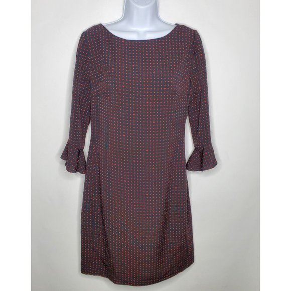 Karl Lagerfeld Womens Black Red Polka Dot Heart Print Dress Size 4 3/4 Sleeve - Picture 2 of 12